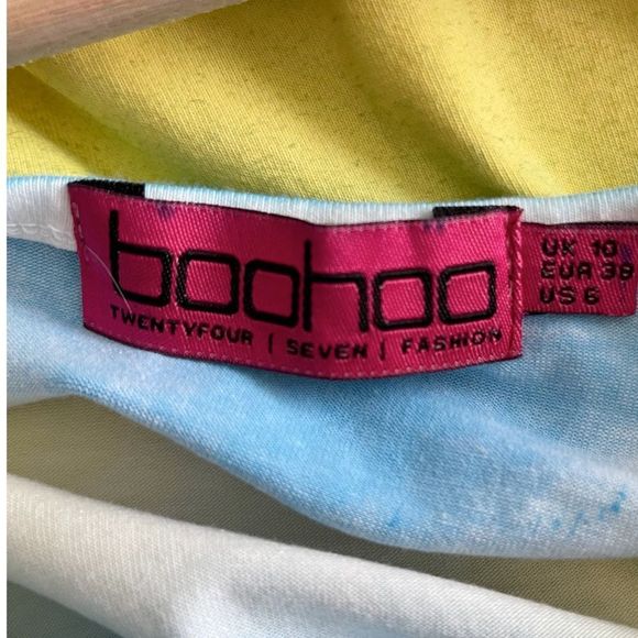 Boohoo Rainbow Midi Dress/Coverup with Fringed Neckline Size 6 - Picture 3 of 3